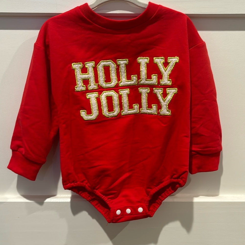 NWT Christmas red long sleeve bubble unisex boy or girl size 12-18 month